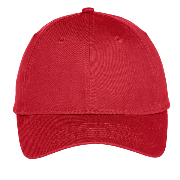 Port Authority Youth Six Panel Unstructured Twill Cap, Red, Front view