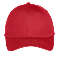 Port Authority Youth Six Panel Unstructured Twill Cap, Red, Front view