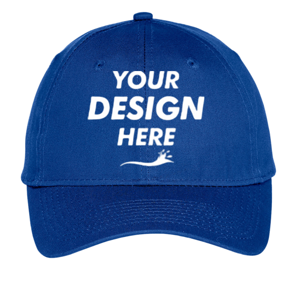 Port Authority Youth Six Panel Unstructured Twill Cap, Royal, Front view, Mockup