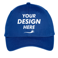 Port Authority Youth Six Panel Unstructured Twill Cap, Royal, Front view, Mockup