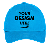 Port Authority Youth Six Panel Unstructured Twill Cap, Sapphire, Front view, Mockup