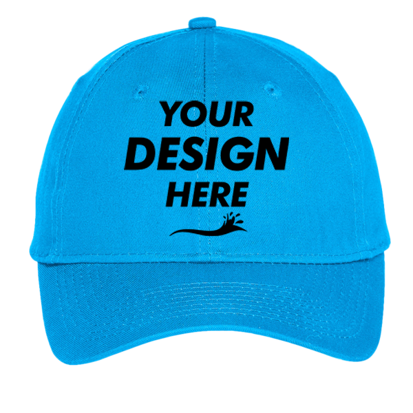 Port Authority Youth Six Panel Unstructured Twill Cap, Sapphire, Front view, Mockup
