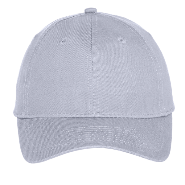Port Authority Youth Six Panel Unstructured Twill Cap, Silver, Front view