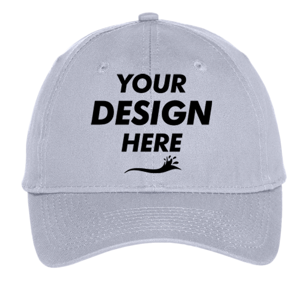 Port Authority Youth Six Panel Unstructured Twill Cap, Silver, Front view, Mockup