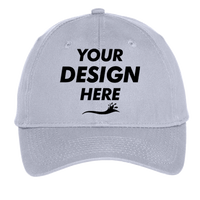Port Authority Youth Six Panel Unstructured Twill Cap, Silver, Front view, Mockup