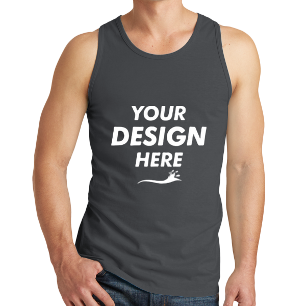 Port & Co Beach Wash ® Garment Dyed Tank, Coal, Front view, Mockup