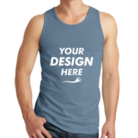 Port & Co Beach Wash ® Garment Dyed Tank, Denim Blue, Front view, Mockup