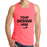 Port & Co Beach Wash ® Garment Dyed Tank, Neon Coral, Front view, Mockup