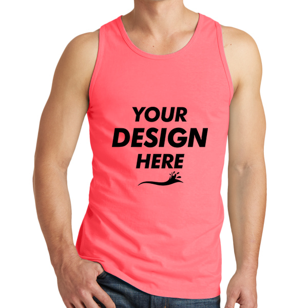 Port & Co Beach Wash ® Garment Dyed Tank, Neon Coral, Front view, Mockup