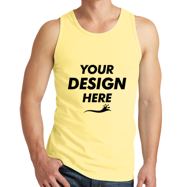 Port & Co Beach Wash ® Garment Dyed Tank, Popcorn, Front view, Mockup