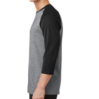 Port & Co Core Blend 3/4 Sleeve Raglan Tee, Athletic Heather / Jet Black, Left side view