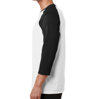 Port & Co Core Blend 3/4 Sleeve Raglan Tee, White / Jet Black, Left side view