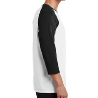 Port & Co Core Blend 3/4 Sleeve Raglan Tee, White / Jet Black, Right side view