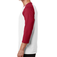Port & Co Core Blend 3/4 Sleeve Raglan Tee, White / Red, Left side view