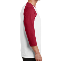 Port & Co Core Blend 3/4 Sleeve Raglan Tee, White / Red, Right side view