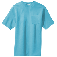 Port & Co Core Blend Pocket Tee, Aquatic Blue, Front view