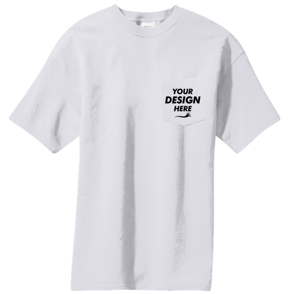 Port & Co Core Blend Pocket Tee, Ash, Front view, Mockup