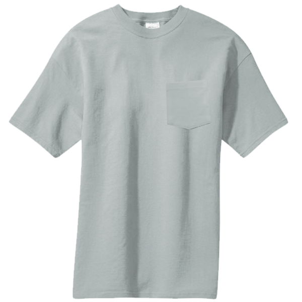 Port & Co Core Blend Pocket Tee, Athletic Heather, Front view