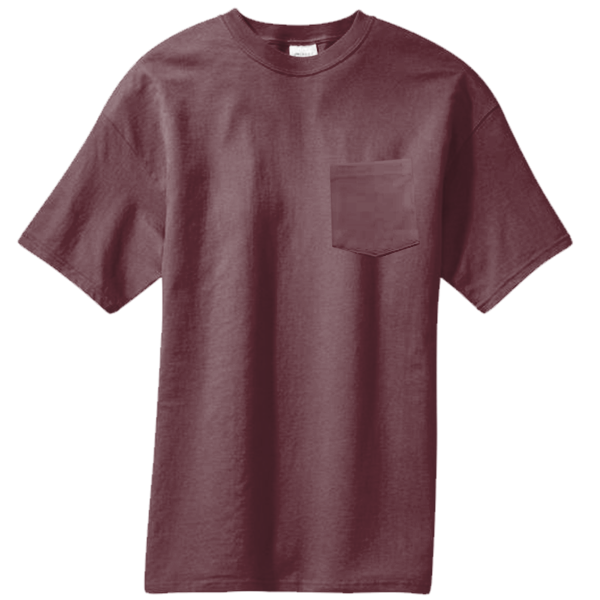 Port & Co Core Blend Pocket Tee, Athletic Maroon, Front view