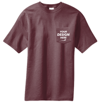 Port & Co Core Blend Pocket Tee, Athletic Maroon, Front view, Mockup