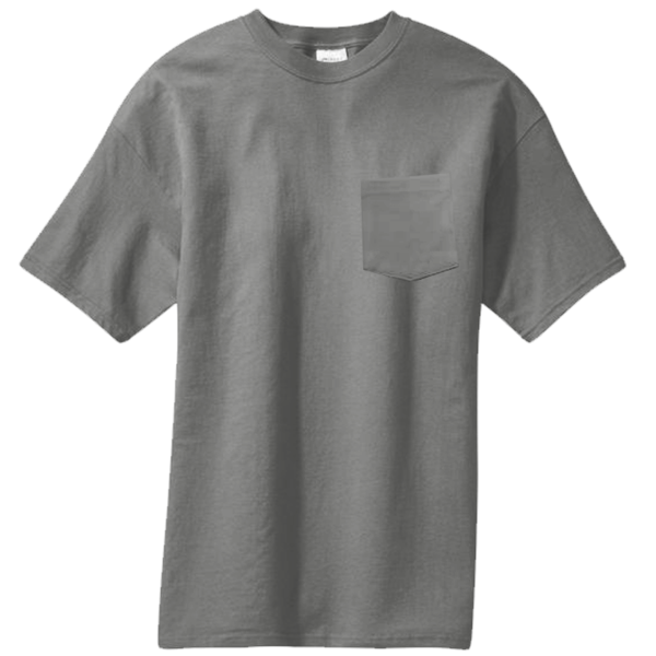 Port & Co Core Blend Pocket Tee, Charcoal, Front view