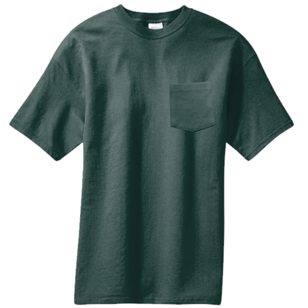Port & Co Core Blend Pocket Tee, Dark Green, Front view