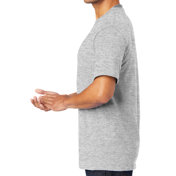 Port & Co Core Blend Tee, Ash, Left Sleeve view