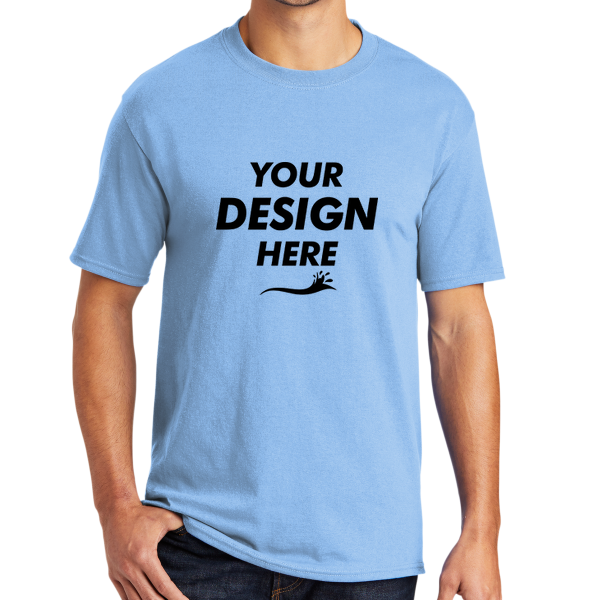 Port & Co Core Blend Tee, Light Blue, Front view, Mockup