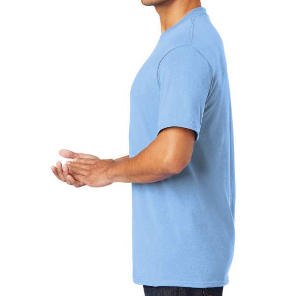 Port & Co Core Blend Tee, Light Blue, Left Sleeve view