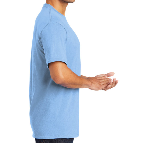 Port & Co Core Blend Tee, Light Blue, Right Sleeve view
