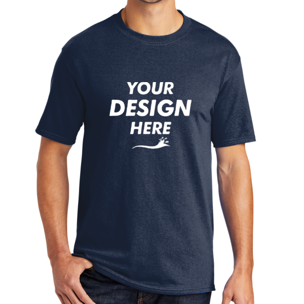 Port & Co Core Blend Tee, Navy, Front view, Mockup