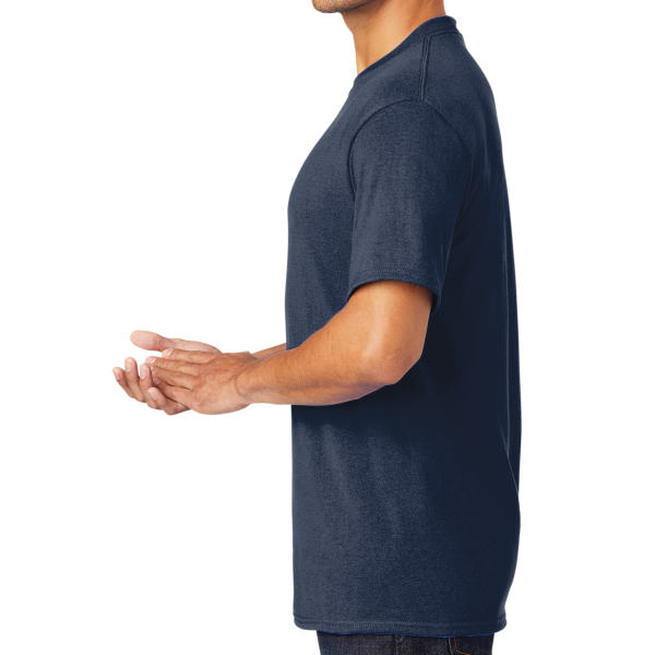 Port & Co Core Blend Tee, Navy, Left Sleeve view