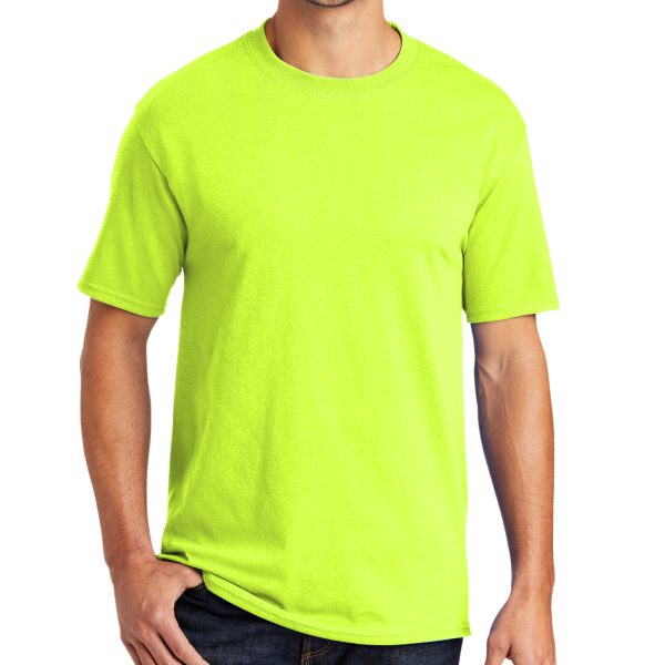Port & Co Core Blend Tee, Safety Green, Front view