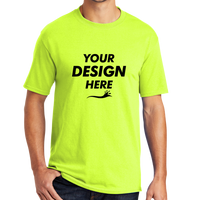 Port & Co Core Blend Tee, Safety Green, Front view, Mockup