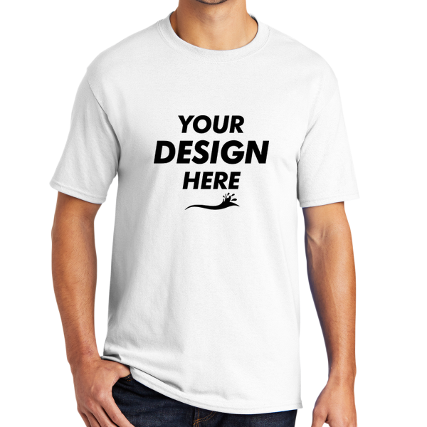 Port & Co Core Blend Tee, White, Front view, Mockup