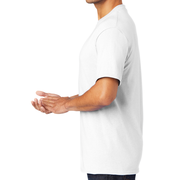 Port & Co Core Blend Tee, White, Left Sleeve view