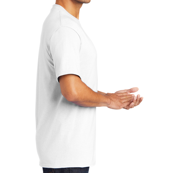Port & Co Core Blend Tee, White, Right Sleeve view
