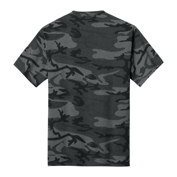 Port & Co Core Cotton Camo Tee, Black Heather Camo, Back view
