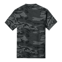Port & Co Core Cotton Camo Tee, Black Heather Camo, Back view