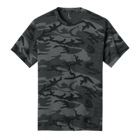 Port & Co Core Cotton Camo Tee, Black Heather Camo, Front view