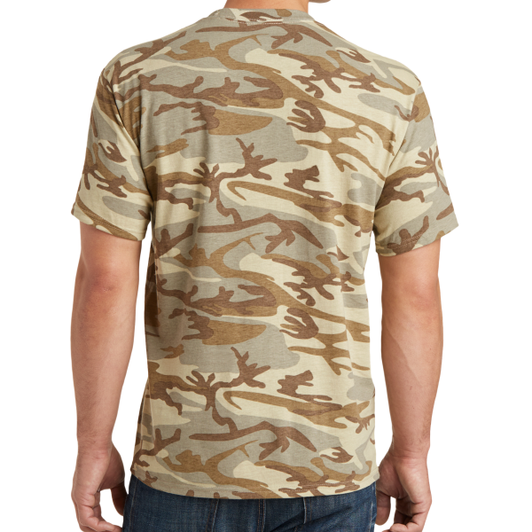 Port & Co Core Cotton Camo Tee, Desert Camo, Back view