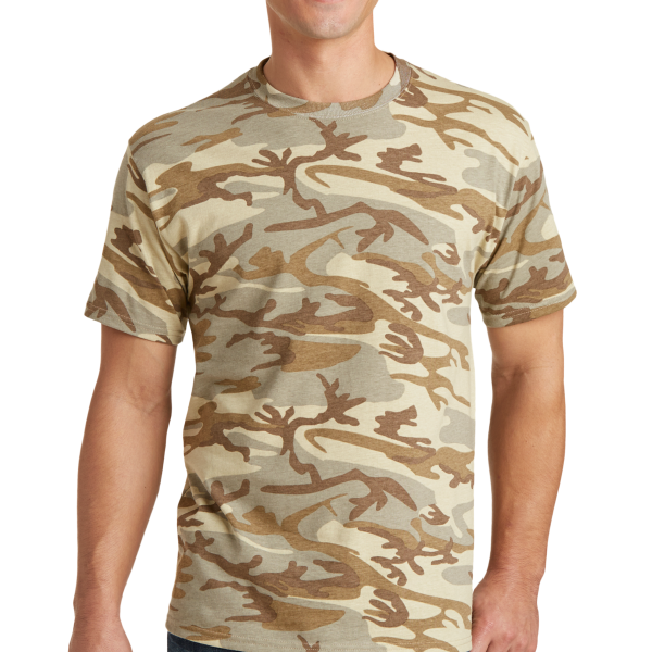 Port & Co Core Cotton Camo Tee, Desert Camo, Front view