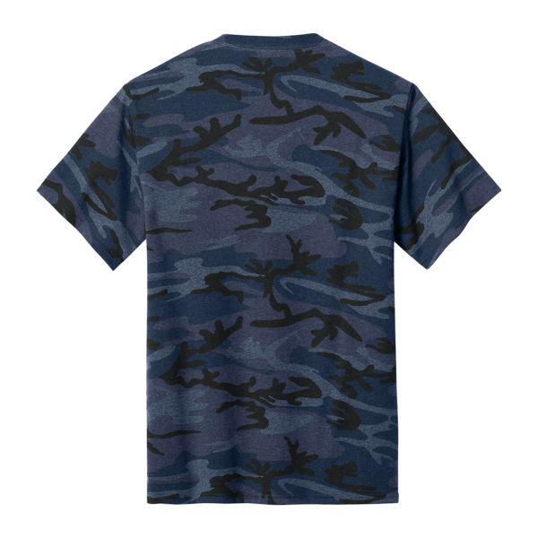 Port & Co Core Cotton Camo Tee, Heather Navy Camo, Back view