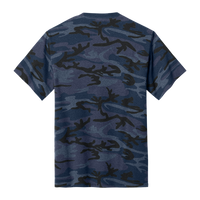 Port & Co Core Cotton Camo Tee, Heather Navy Camo, Back view