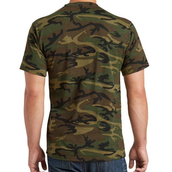 Port & Co Core Cotton Camo Tee, Military Camo, Back view