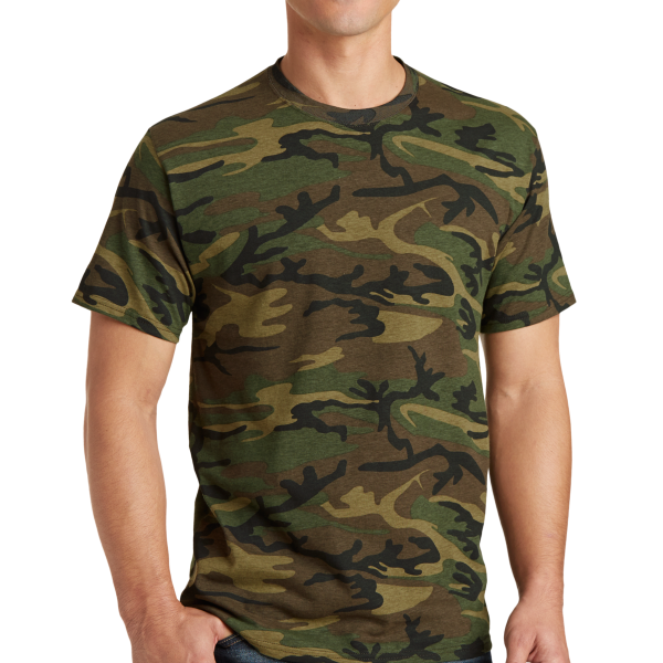 Port & Co Core Cotton Camo Tee, Military Camo, Front view