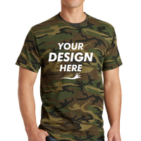 Port & Co Core Cotton Camo Tee, Military Camo, Front view, Mockup