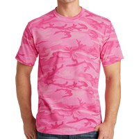 Port & Co Core Cotton Camo Tee, Pink Camo, Front view