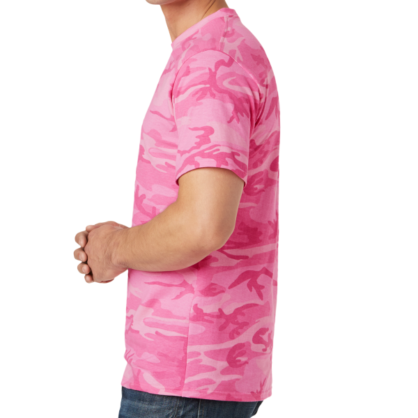 Port & Co Core Cotton Camo Tee, Pink Camo, Left Side view