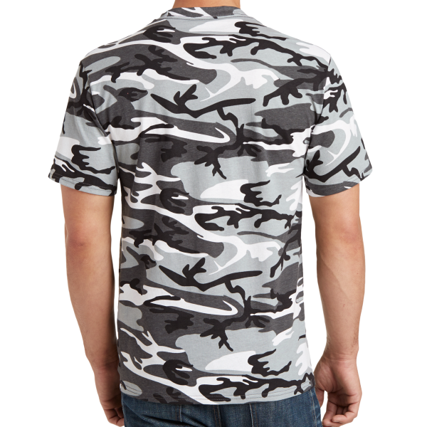 Port & Co Core Cotton Camo Tee, Winter Camo, Back view